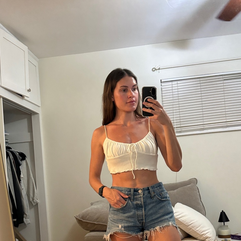 Princess Polly Ivory Ruched Crop Top